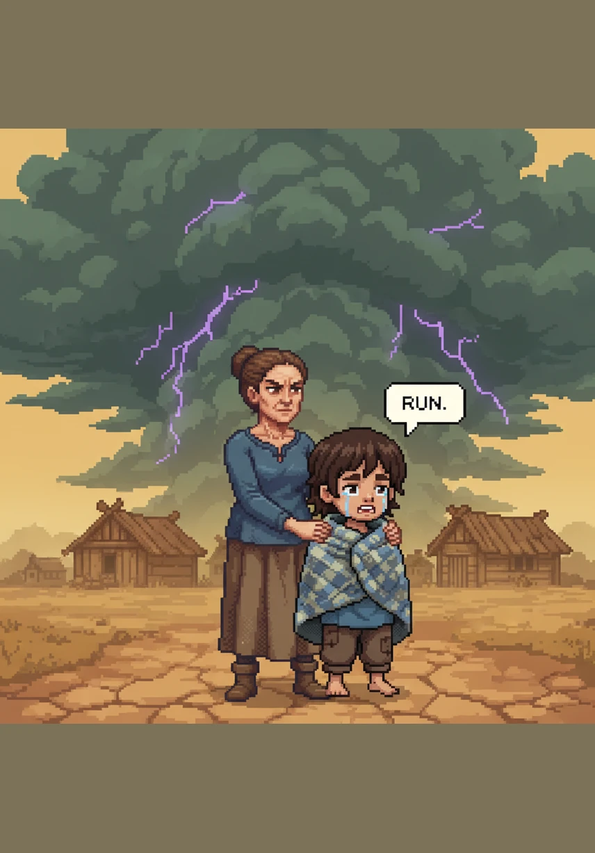 Dark clouds gather on the horizon as a powerful storm begins to brew, threatening to overwhelm the fragile stilt houses. While the village panics, Tanggang notices the unusual behavior of the birds and the retreating tide.