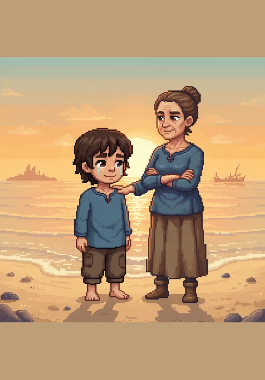 As a new sun rises over the calmed waters, Tanggang’s mother places a gentle hand on his shoulder. They stand together on the shore, two souls finally anchored by love and a shared horizon.