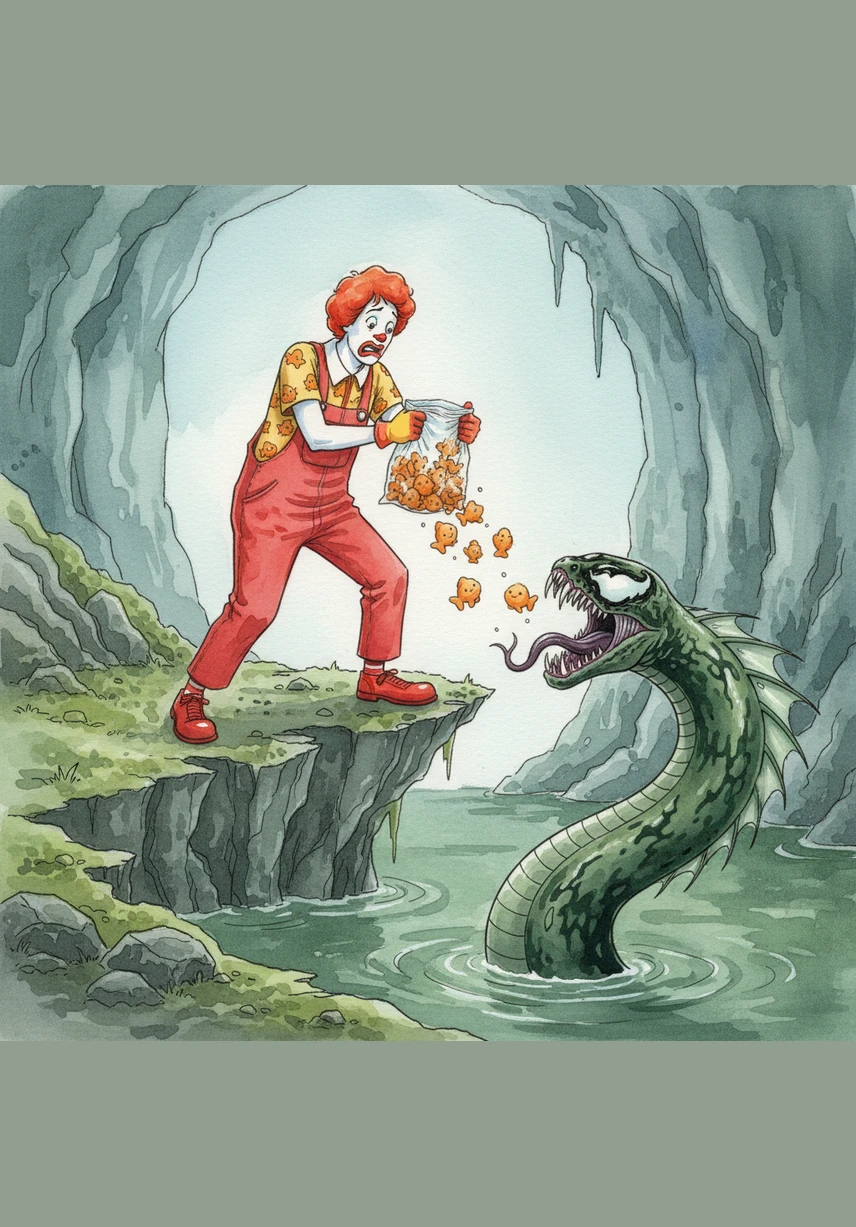 Ronald wears a bright shirt with a large yellow star as he enters the dark, lonely abandoned building. He looks through the dusty rooms, searching for something rare and valuable.