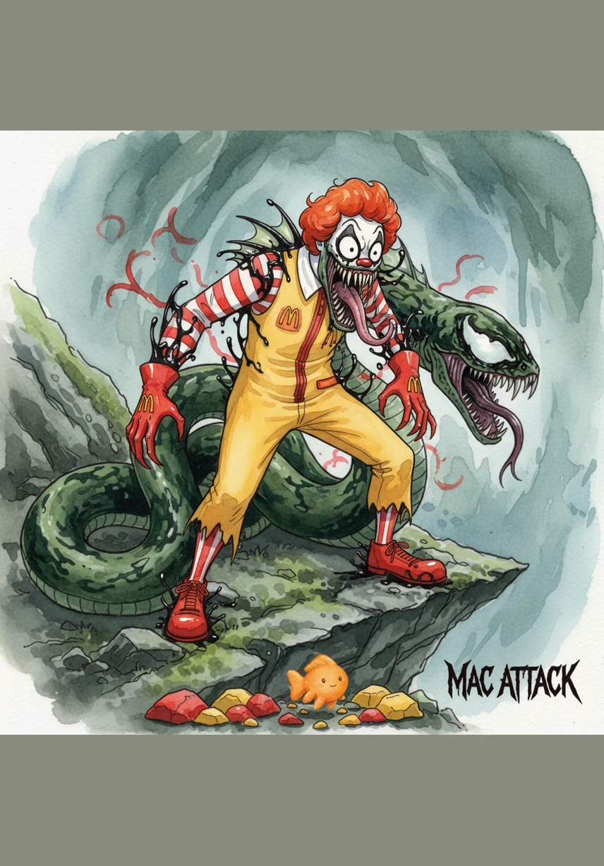 Ronald reaches out his large, red fingers to grab the headset. He thinks about how lucky he is to find such a lovely thing in this rotten place.