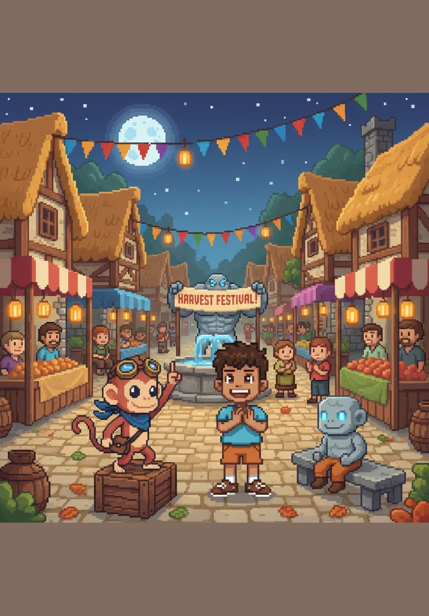 The village bursts into a colorful dance, decorating the trees with bright ribbons and hugging the big, ancient rocks. Momo leads a parade of goats, shouting, "Hurray for the dirt! It's way better than those grumpy, noisy clouds!"