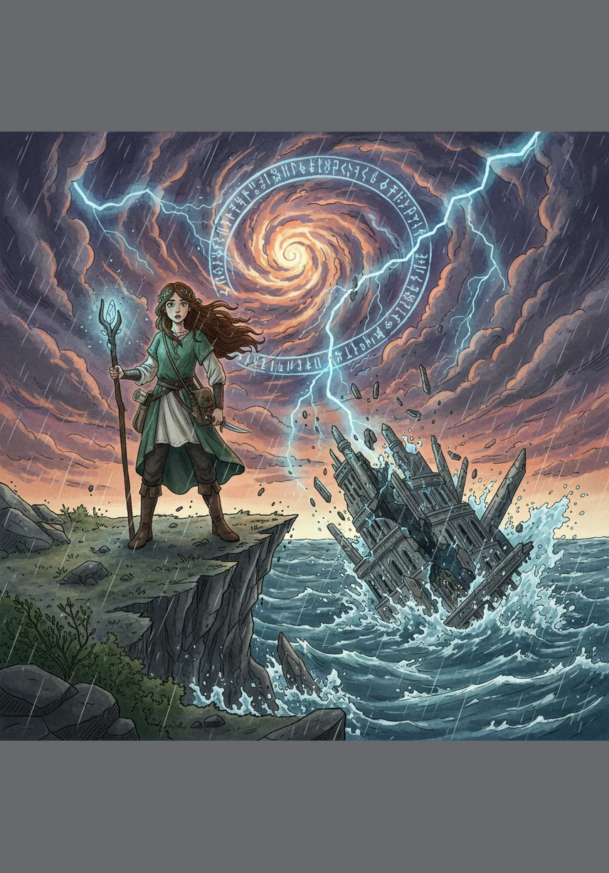 Elara stepped to the edge of the sinking city and opened her jar, releasing the shimmering Unspoken Echoes into the darkening sky.