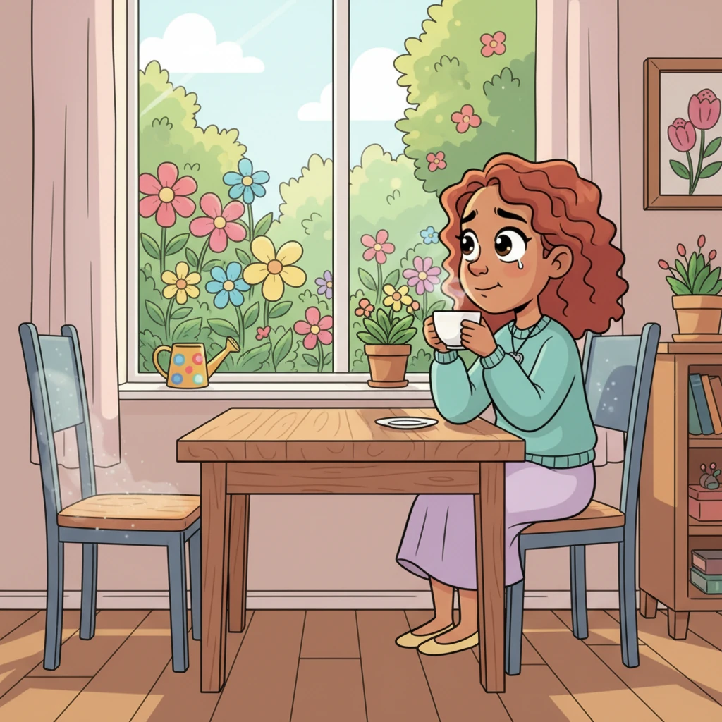 Soon, Tom's chair at their charming, mismatched breakfast table sat empty more often than not, gathering dust motes in the morning light. Lily, sipping her tea, would gaze out at her bustling garden, a single, glistening tear tracing a path down her cheek. Despite the quiet ache, she still hummed soft tunes as she watered her plants.