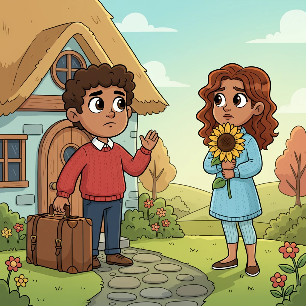 One crisp morning, Tom stood at the cottage door, a large suitcase beside him, his expression a mix of nervousness and resolve. He waved a small, hesitant goodbye to Lily, who stood tall and brave, clutching a single, perfect sunflower from her garden. Her heart felt heavy, but her chin was held high.