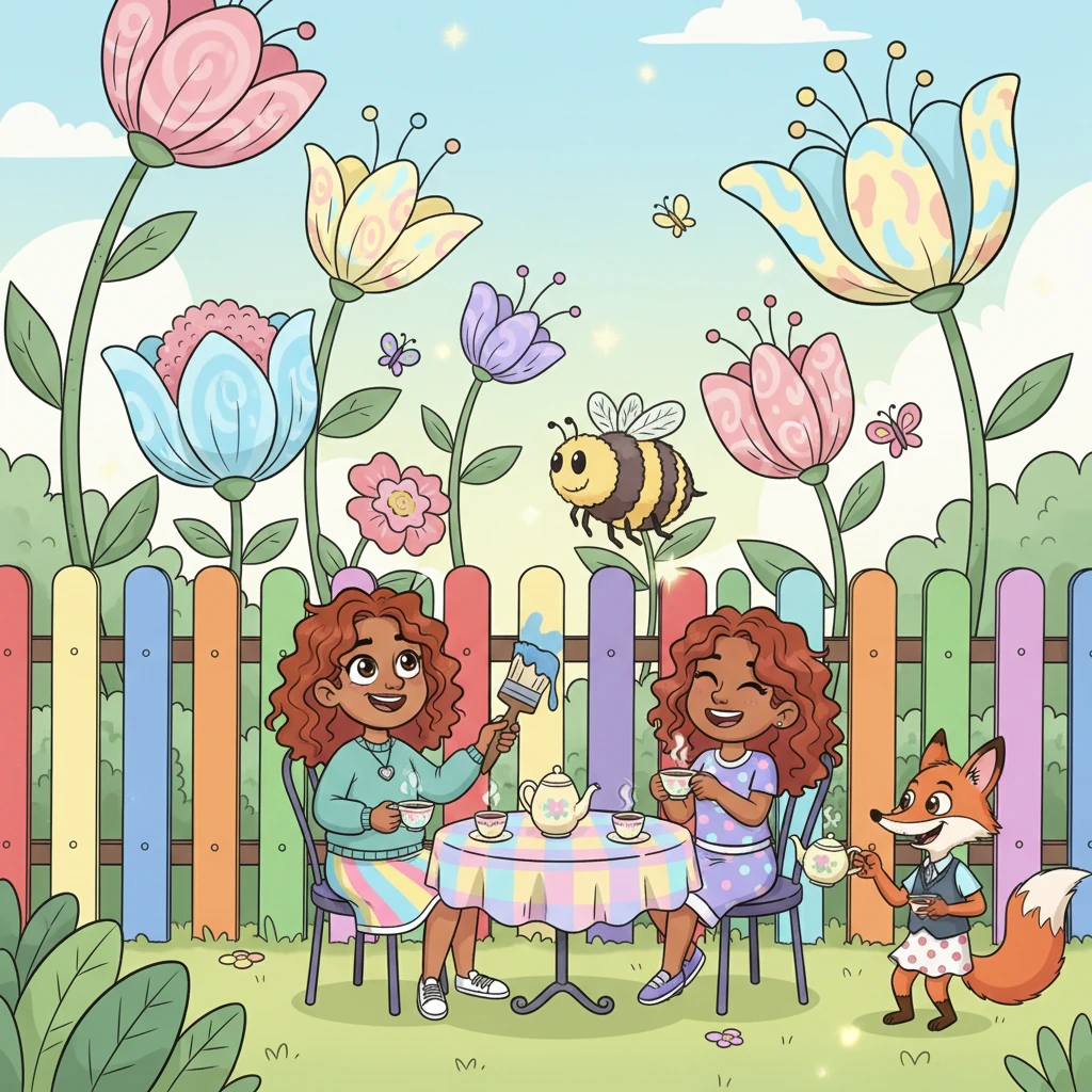 With a burst of newfound energy, Lily transformed her garden into an even more spectacular wonderland, painting fences in rainbow hues and planting towering, fantastical blooms. She invited all her friends, a lively bunch of quirky characters, for tea parties amidst the blossoms. Laughter and joy now filled every corner of her world.