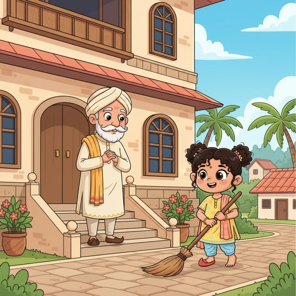 ഗ്രാമത്തിലെ ധനികനായ ഒരു മാന്യൻ ഗുഡി മോളൂട്ടിയുടെ ദയയും കഠിനാധ്വാനവും ശ്രദ്ധിച്ചു. അവളുടെ ഒറ്റ ഷൂവും സന്തോഷത്തോടെയുള്ള മുഖവും അദ്ദേഹത്തിന്റെ മനസ്സിൽ തങ്ങിനിന്നു. അവൾക്ക് ഒരു സഹായം ചെയ്യാൻ അദ്ദേഹം തീരുമാനിച്ചു.