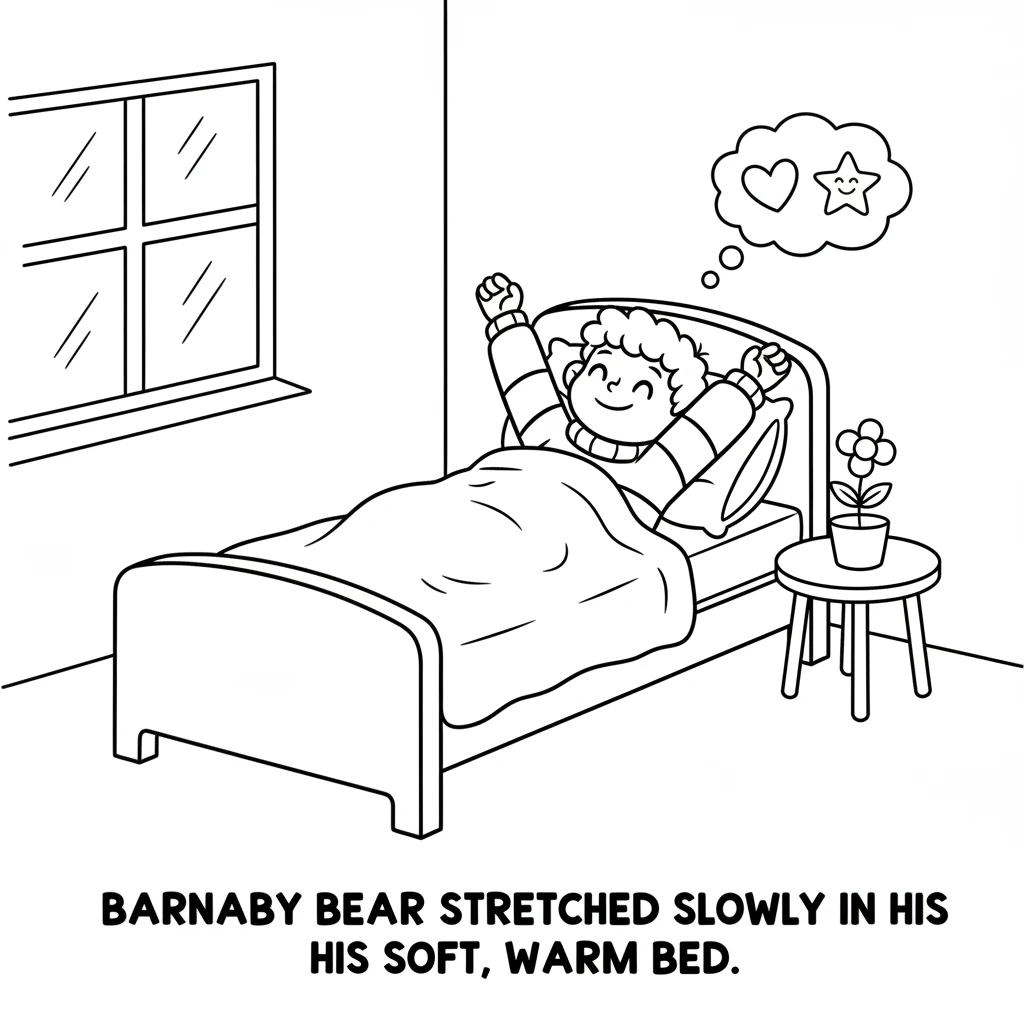 Barnaby Bear stretched slowly in his soft, warm bed. His little room was filled with gentle morning light, making everything feel just right. He loved