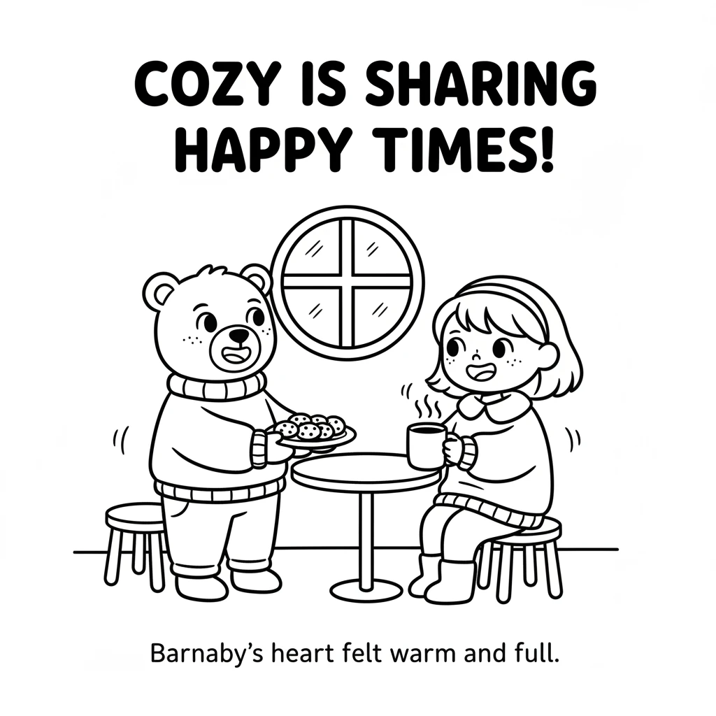 Barnaby realized that cozy wasn't just about soft blankets or warm sunshine. It was also about friendly faces and sharing happy moments. His heart fel