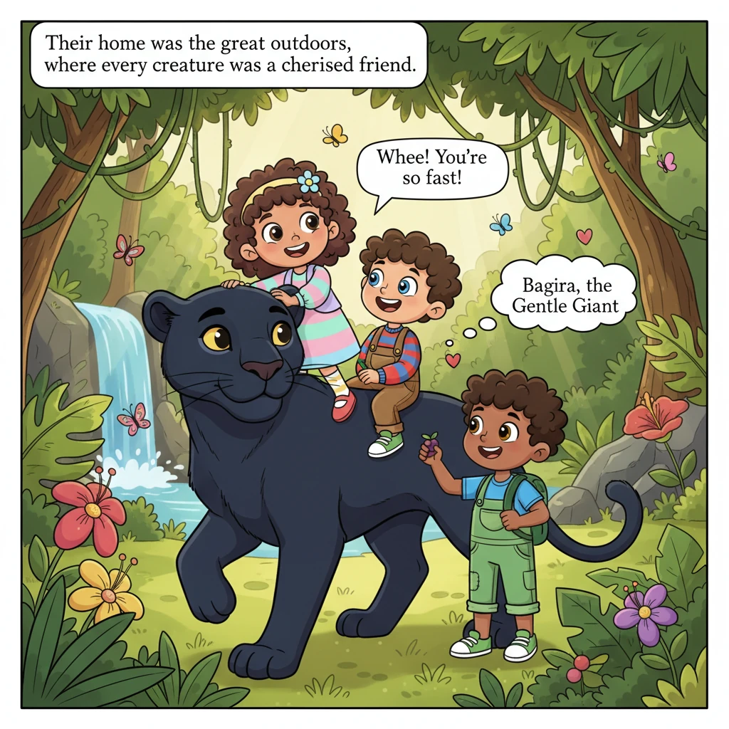 These children didn't live in ordinary houses; their home was the great outdoors, where every creature was a cherished friend. Their closest companion