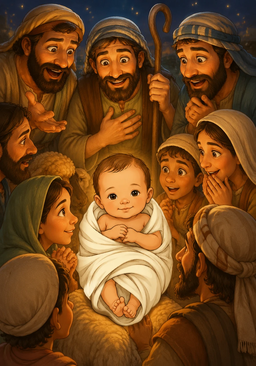 The news of the miraculous birth spread as the shepherds shared what they had seen and heard. Everyone who heard the story wondered at the mystery and the beauty of God’s love reaching down to earth.