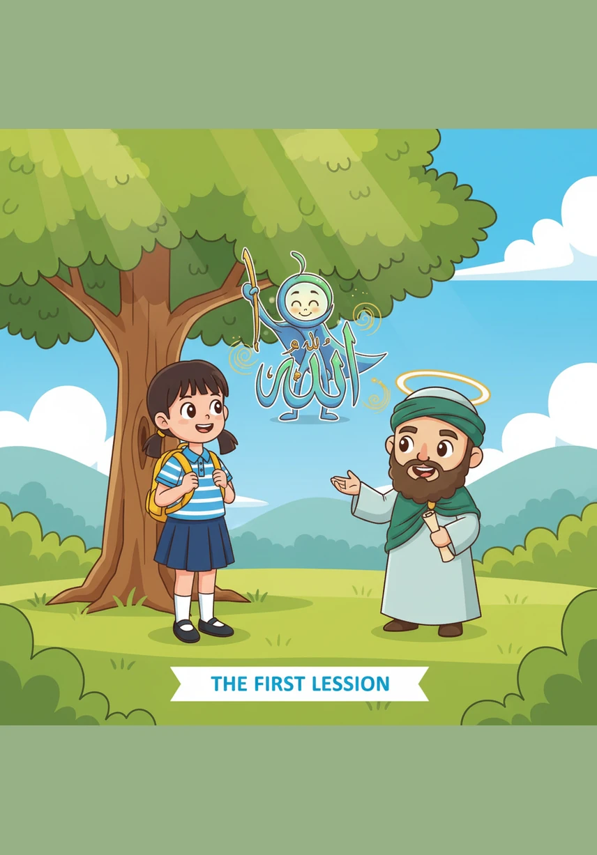Omar learns about the importance of good manners, or Adab, while tracing phrases of greeting and respect. He practices writing Assalamu Alaikum with care, thinking about the peace he wishes to share with his family and friends.