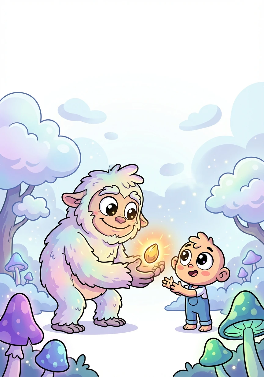 The wise creature offers Lumi a small, glowing seed. He explains that the seed contains the magic of the cloud forest and should be planted with care.