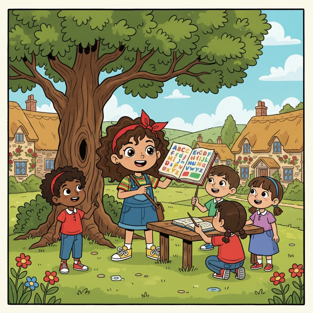 Next, Eliza visited a small village in the Cotswolds. There, she met a group of children struggling with their English lessons. Eliza, with her passion for the language, offered to help.