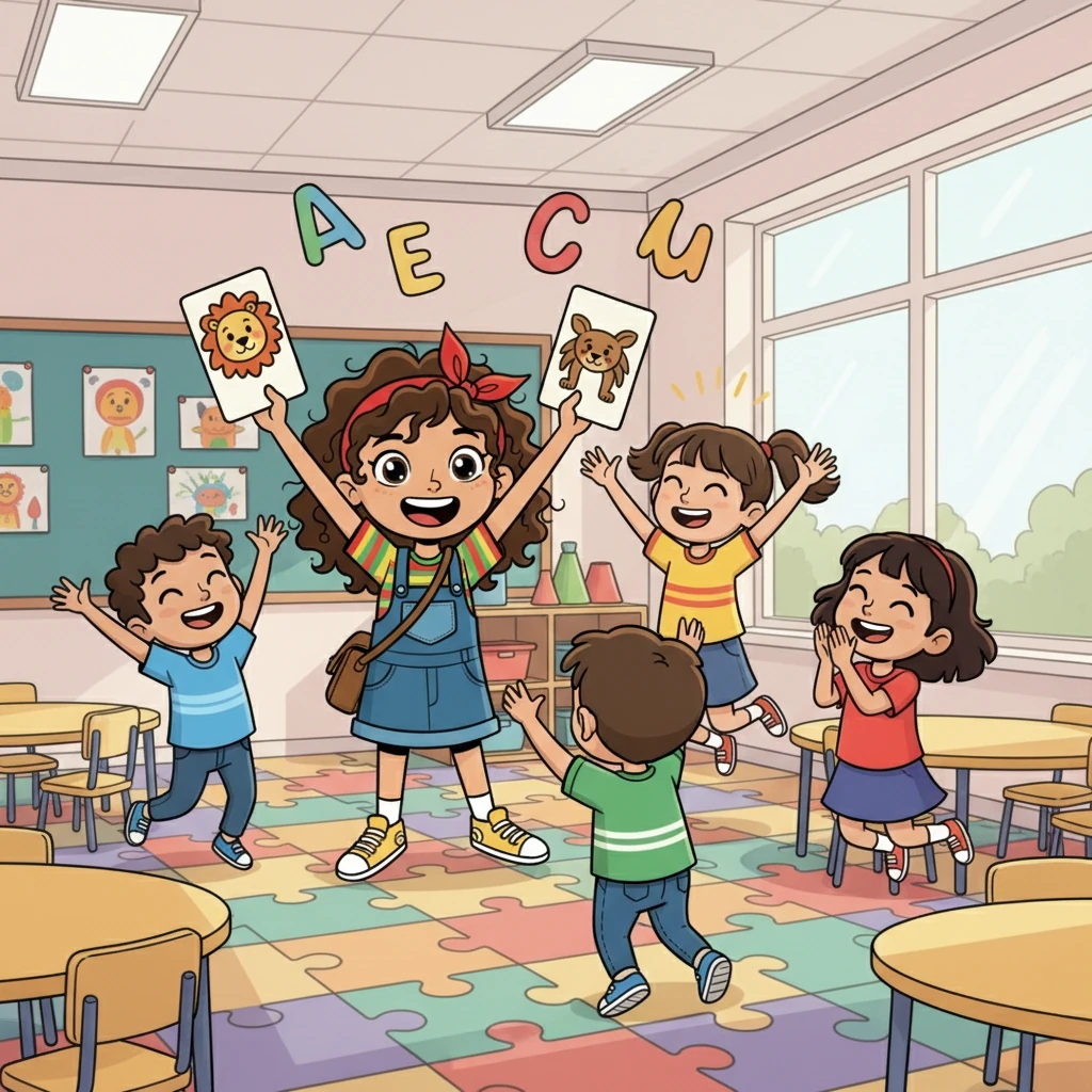 Eliza created fun games and stories to make learning English enjoyable. The children, once hesitant, now eagerly participated, their laughter filling the classroom. Eliza's patience and creativity shone through.