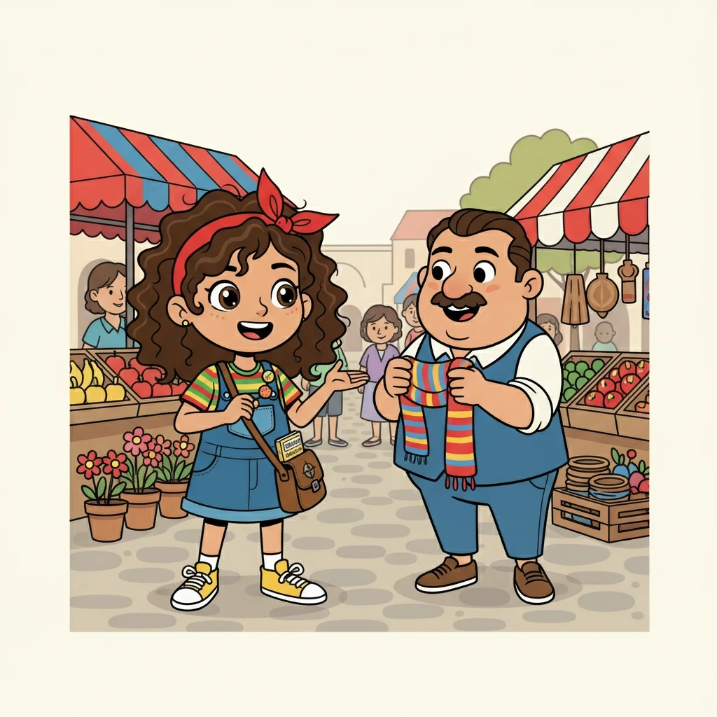 Eliza’s journey took her to a bustling market in a new city. She used her English to haggle for souvenirs, making friends with the vendors as she went. Her cheerful spirit and language skills bridged cultural gaps.