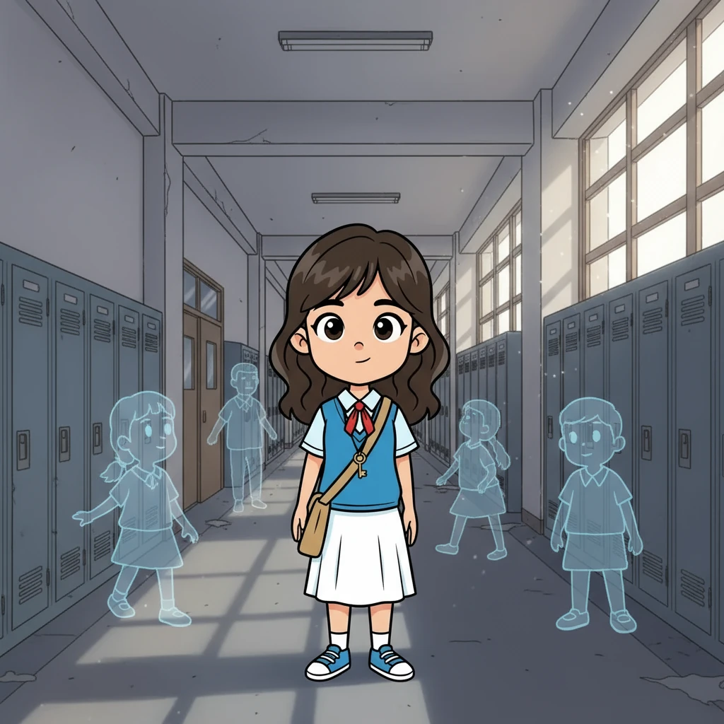 Aria mulai mengikuti petunjuk aneh yang muncul hanya ketika ia duduk di kursi kosong itu. Petunjuk tersebut membawanya ke koridor sekolah yang sunyi, di mana ingatan samar mulai muncul. Bayangan masa lalu mulai terungkap.