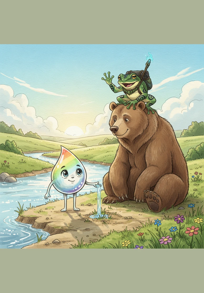 The children listen intently and promise to teach others how to save water and keep the rivers clean. Kapcho looks around at the beautiful, clear river and the happy animals, realizing that every person can be a guardian. He smiles, knowing that by protecting a single drop, we protect the future of the whole world.