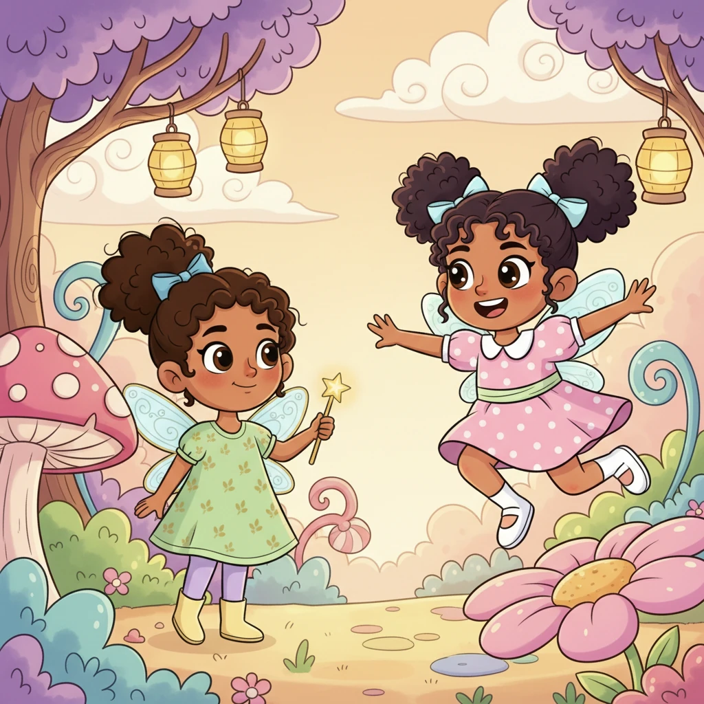 In a world bursting with color, lived two cheerful girls named Neha and Niha. Neha had a gentle smile and kind eyes, while Niha often wore a playful, mischievous grin. They were sisters, sharing many adventures together.