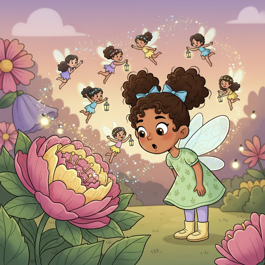 Neha, with wide, curious eyes, leaned in for a closer look. To her utter amazement, these were no ordinary honeybees! They were tiny, sparkling fairies, their delicate wings shimmering as they danced joyfully in the air, leaving trails of magical dust.