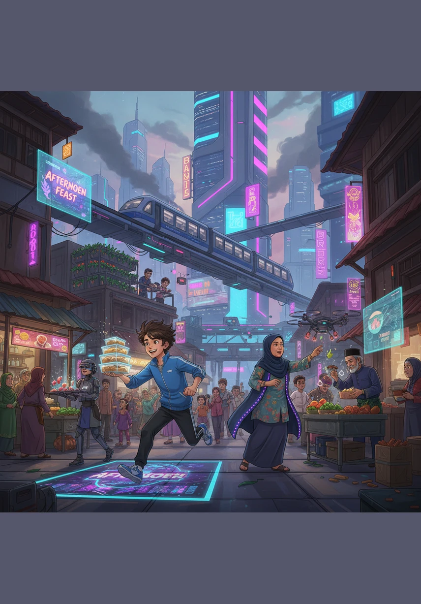 Suatu pagi, suasana di kampung menjadi sangat sibuk kerana penduduk akan mengadakan kenduri besar pada sebelah petang. Ibu Ali kelihatan bimbang di dapur kerana masih banyak persiapan yang belum diselesaikan.