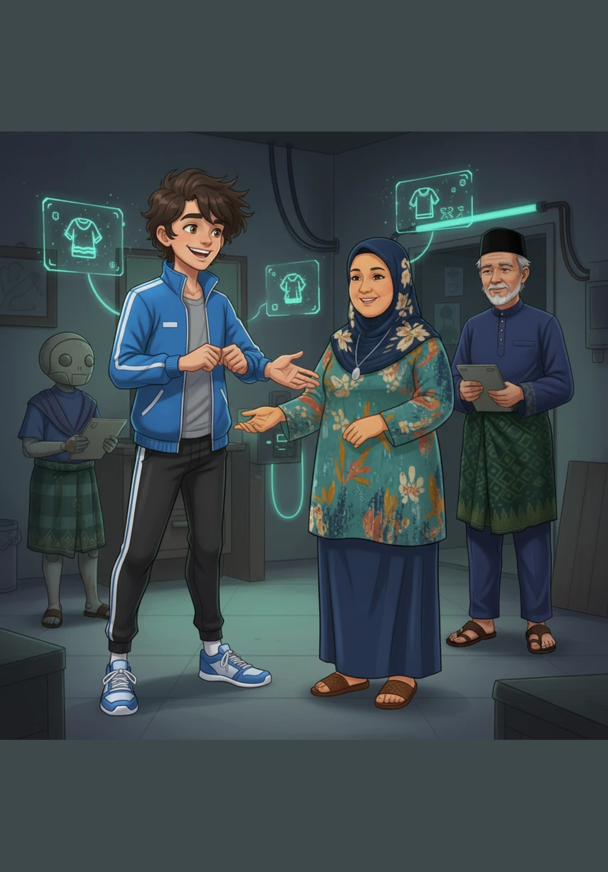 Ali mendekati ibunya dan berjanji akan membantu menyelesaikan semua tugasan dengan secepat mungkin. Dengan senyuman yang lebar, dia mula menyingsing lengan baju dan bersedia untuk memulakan kerjanya.