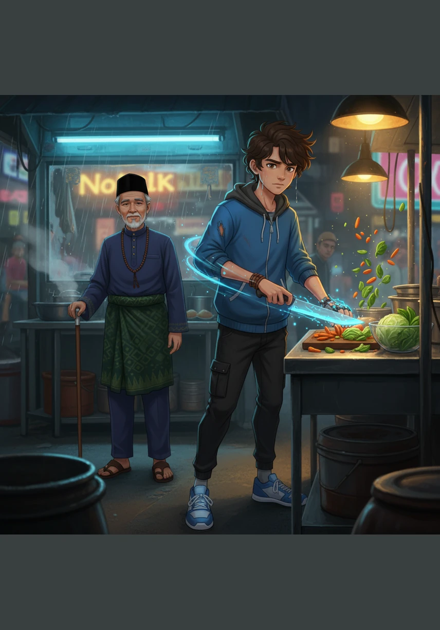 Ali mula memotong sayur-sayuran dengan begitu laju sehingga bunyi pisau di atas papan pemotong kedengaran berirama. Tangannya bergerak dengan sangat tangkas, menyiapkan bakul demi bakul sayuran dalam masa yang singkat.