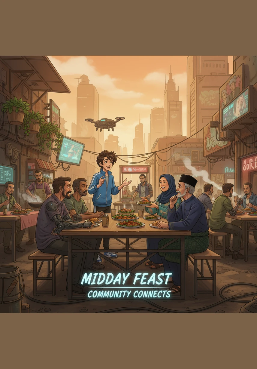 Menjelang tengah hari, semua persiapan kenduri telah siap sepenuhnya berkat bantuan Ali yang luar biasa pantas. Kawasan kenduri kini kelihatan cantik dan teratur, sedia untuk menyambut tetamu yang bakal tiba tidak lama lagi.