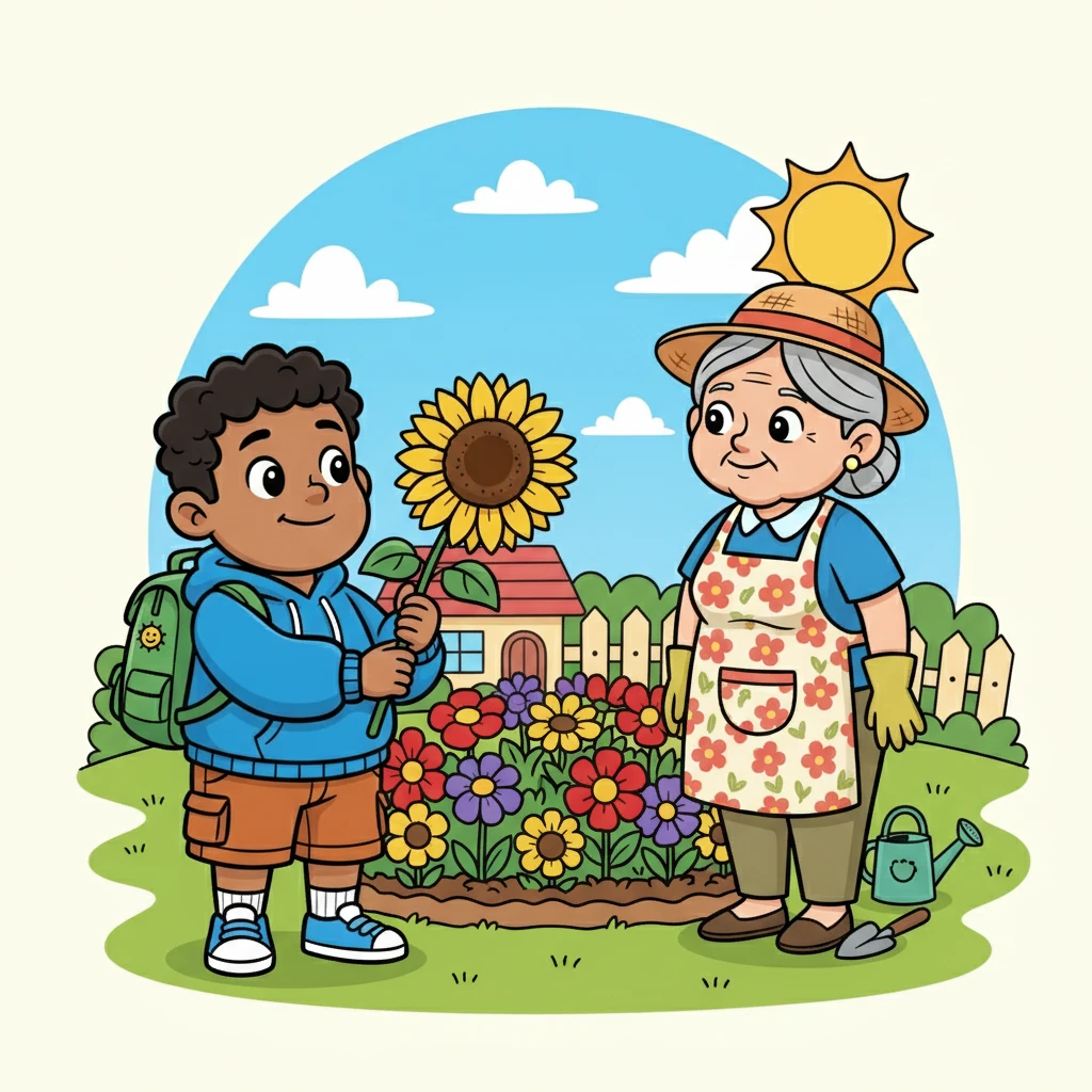 He greeted Mrs. Rodriguez, who was tending her colorful flower garden, a riot of reds, yellows, and purples. She offered him a bright yellow sunflower, its face tilted towards the sun. Isaiah thanked her, holding it carefully.