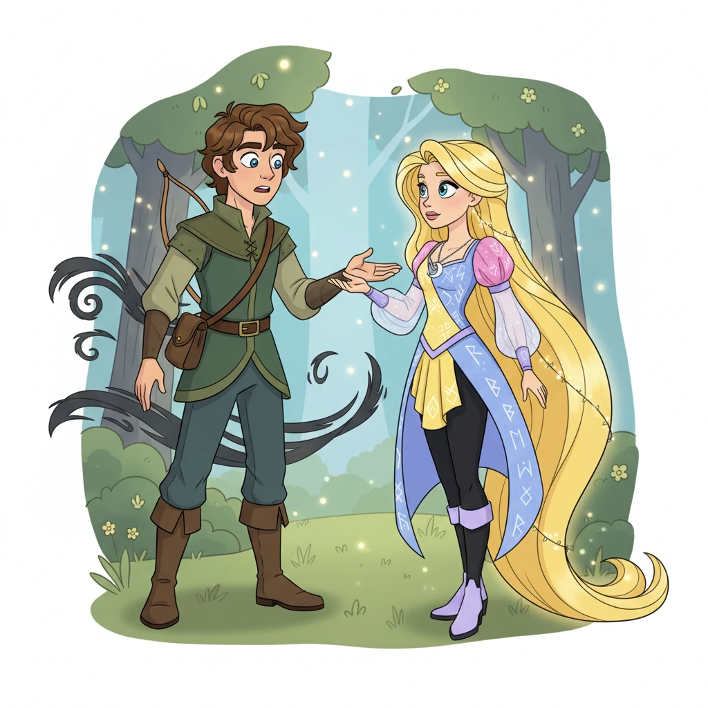 Lysandre, surpris mais amical, expliqua qu'il chassait les Ombres Chuchotantes, devenues plus audacieuses. Il remarqua les cheveux lumineux de Cléa et reconnut une énergie unique en elle, promettant une alliance inattendue.