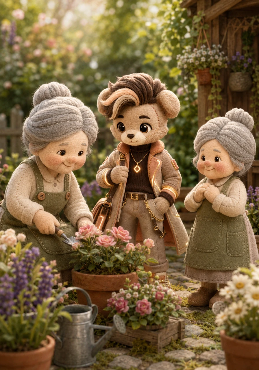 Wandering into a quieter corner, Pixel discovered a small, thriving garden where people gathered to share simple, heartfelt moments. A kind old woman was tending to flowers that bloomed when people truly connected.