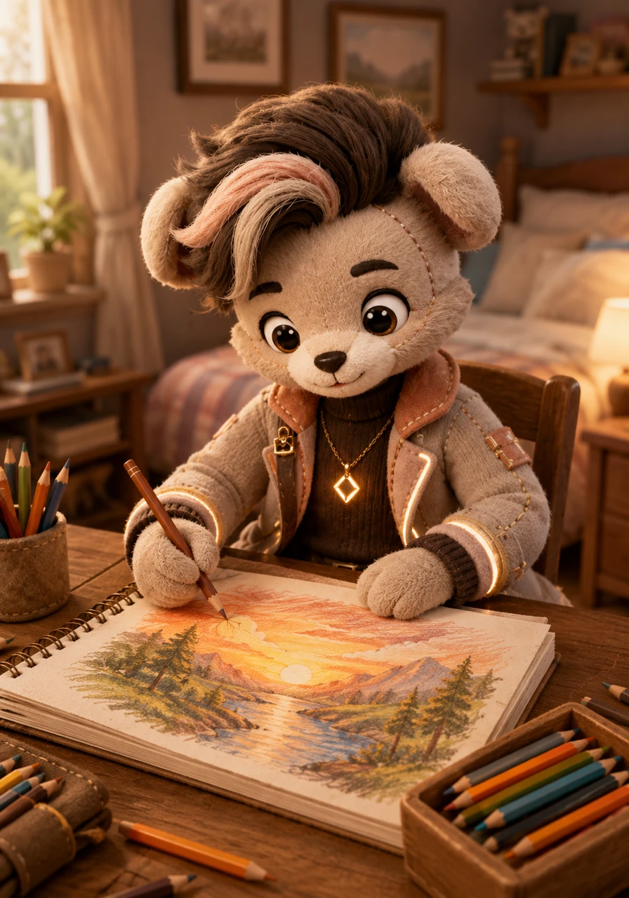 Returning to his own world, Pixel took out his pencils and began to draw again, now incorporating the warmth and depth he had rediscovered. His art didn't always get the most likes online, but it always filled his heart with joy.