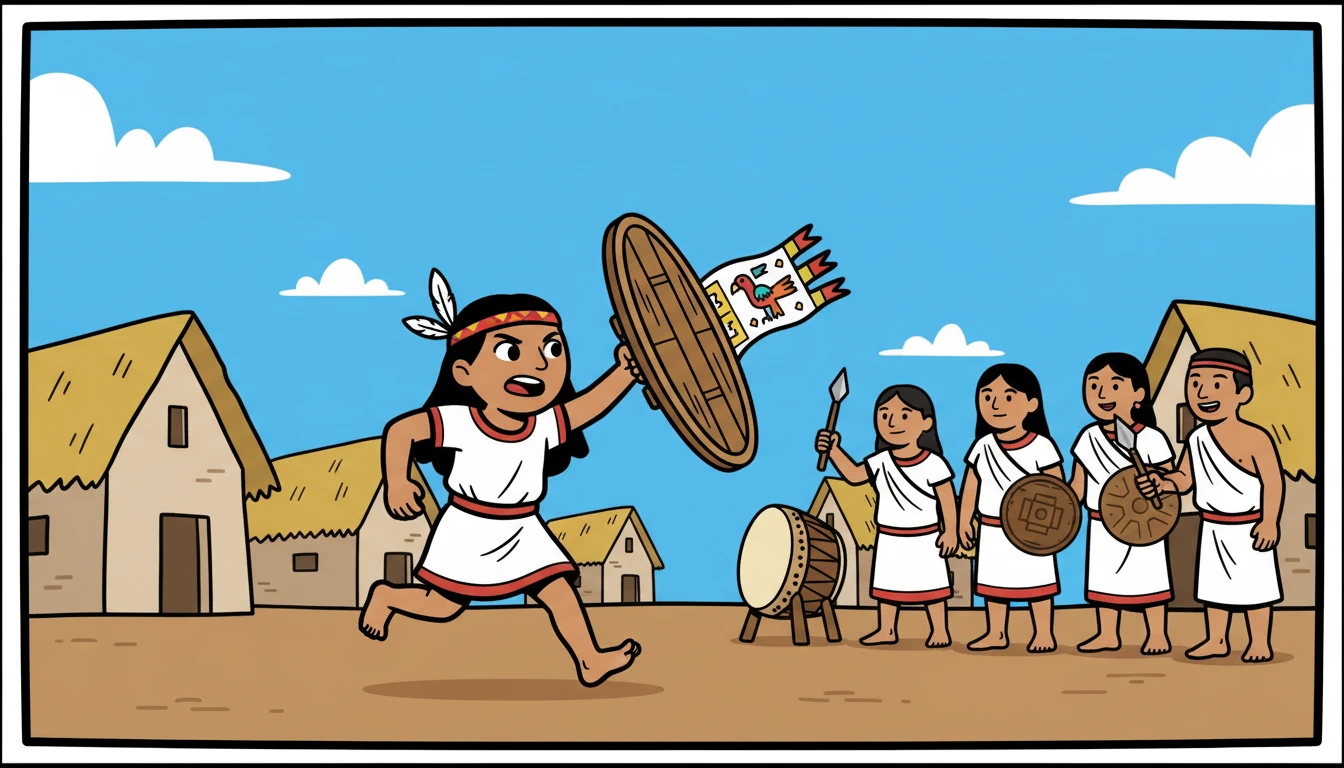 Xochitl, a pesar de su corta edad, demostró un gran coraje.  Ayudó a su familia y vecinos a prepararse para la posible batalla.  Su valentía inspiró a otros.