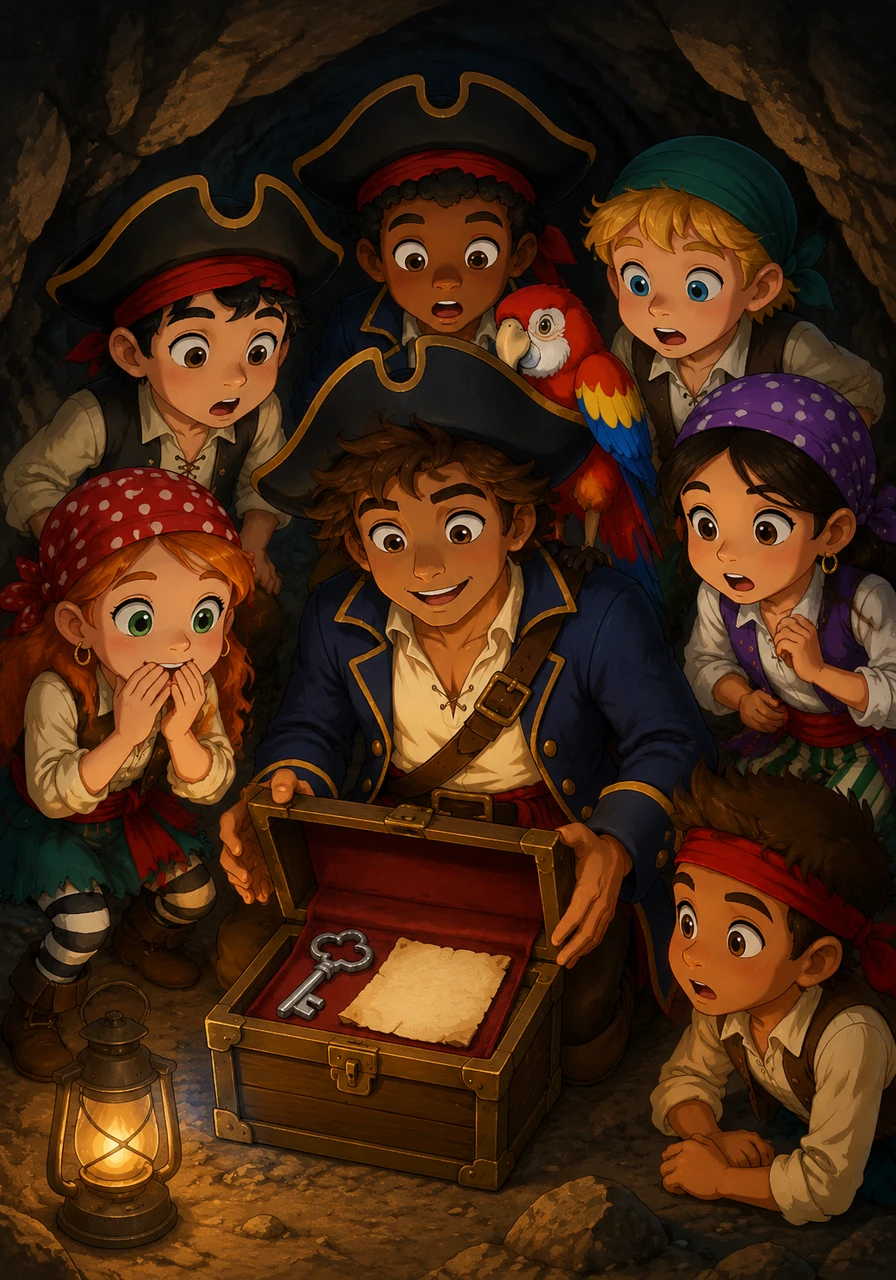 Inside the hollow rock, Leo discovered a small, wooden box sealed with a wax stamp. When he opened it, there was no gold, but instead a shiny silver key and a second riddle written on parchment.