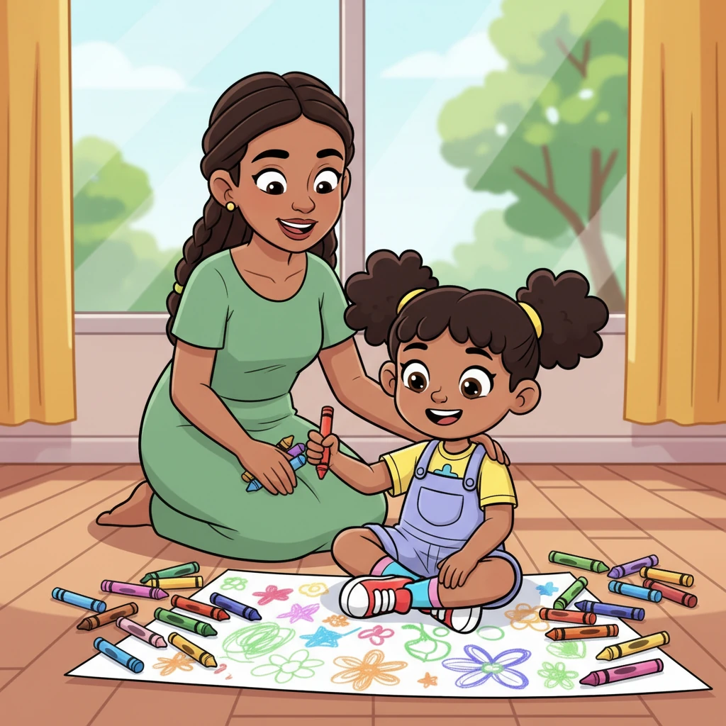 Mama Zawadi said, 'Amani, you are wonderful just the way you are. God made you to be YOU!' She handed Amani some colorful crayons and paper. Amani loved to draw, and soon, she was making the most beautiful pictures!