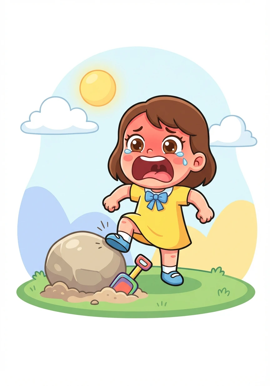 Frustration bubbled up inside Poppy. Her face turned red, and she stamped her foot. "It won't come out!" she cried.