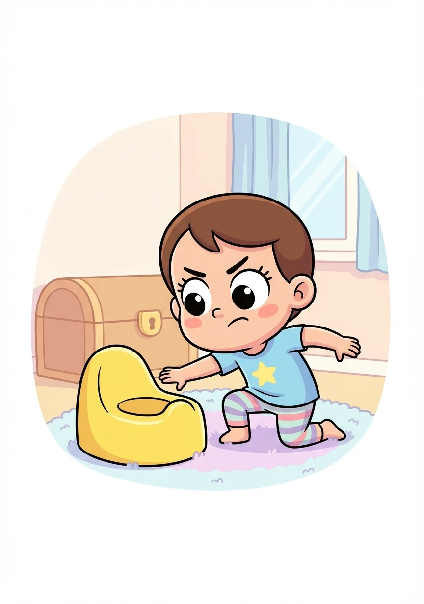 In a fit of anger, Poppy reached down, determined to pull the poop out herself. Her little hand hovered hesitantly above the potty.