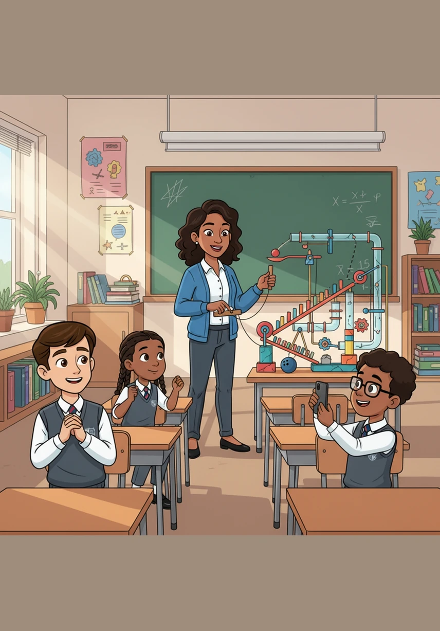 A few days later, the teacher stood before the class to return the graded tests, looking more serious than usual. She mentioned that the exam was designed to be nearly impossible, but one student had achieved a perfect score. The room went silent as everyone wondered who the genius could be.