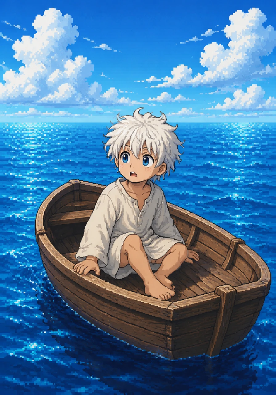 Kaito opens his eyes to find himself a four-year-old boy with striking white hair and deep blue eyes, drifting alone on a small boat. Surrounded by a vast, sparkling ocean, he realizes he has been reborn into a completely different world with nothing but the clothes on his back.