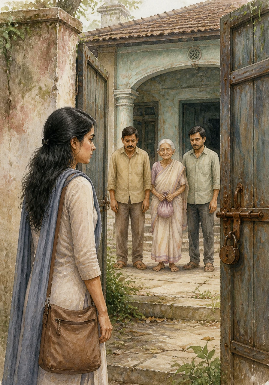 बरसों बाद अनन्या अपने पुश्तैनी घर की दहलीज पर खड़ी थी, जहाँ बचपन की यादें धूल फाँक रही थीं। घर का वह आँगन, जो कभी माँ की हँसी से गूँजता था, आज एक अजीब सी खामोशी और उदासी में डूबा हुआ था। उसने देखा कि मुख्य द्वार पर लगा ताला जंग खा चुका था और दीवारें अपनी चमक खो चुकी थीं।