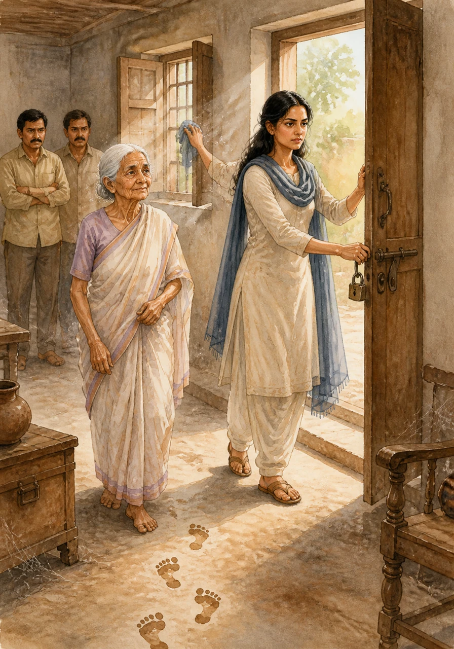अनन्या अपनी माँ को लेकर वापस उसी पुश्तैनी घर लौटी, जहाँ से उन्हें जबरन निकाल दिया गया था। उसने घर के ताले खोले और खिड़कियों से धूल हटाई ताकि ताजी हवा और रोशनी फिर से अंदर आ सके। माँ के कदमों के निशान एक बार फिर उस घर की मिट्टी पर अपनी छाप छोड़ रहे थे।