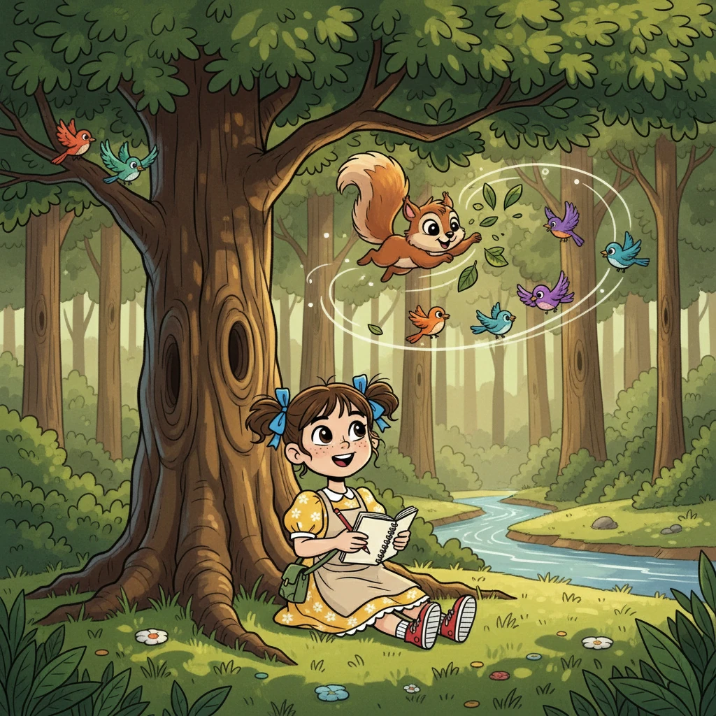 Isabele e Lumi viviam grandes aventuras. Lumi adorava escalar árvores, enquanto Isabele desenhava os pássaros que Lumi espantava. Eles riam, brincavam e aprendiam juntos, descobrindo a beleza e a magia do mundo ao seu redor.