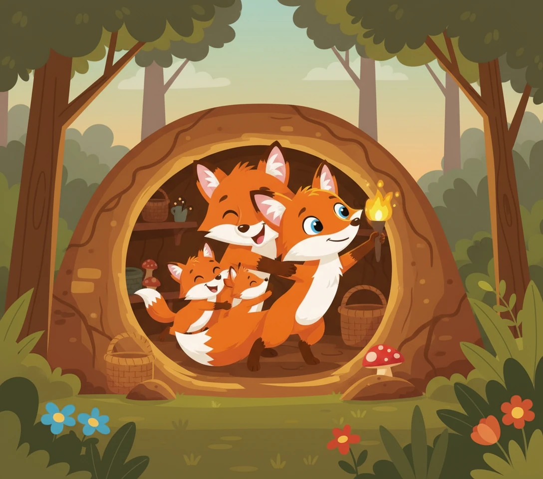 Pip trots happily back to his cozy burrow, where his family greets him with warm hugs and praise. He tells them all about his clever trick, proving that a little bit of smart thinking can always outwit a big, grumpy bully.