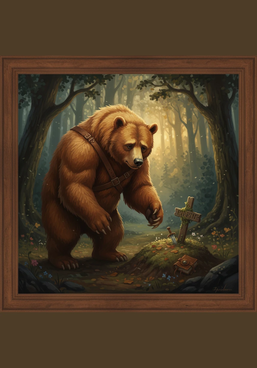 Beyond the familiar rocks of his home lay a sparkling meadow filled with wildflowers, but Barnaby was too afraid to visit. He worried that new places held unknown dangers that a big, timid bear simply could not handle alone.