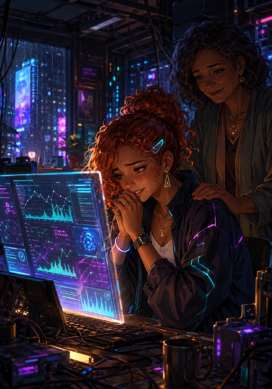 Semanas después, Elena revisa los resultados en su computadora con las manos temblorosas y el corazón acelerado. Al ver la palabra ACEPTADA en letras grandes, una lágrima de alivio y felicidad resbala por su mejilla, validando todo su esfuerzo silencioso.