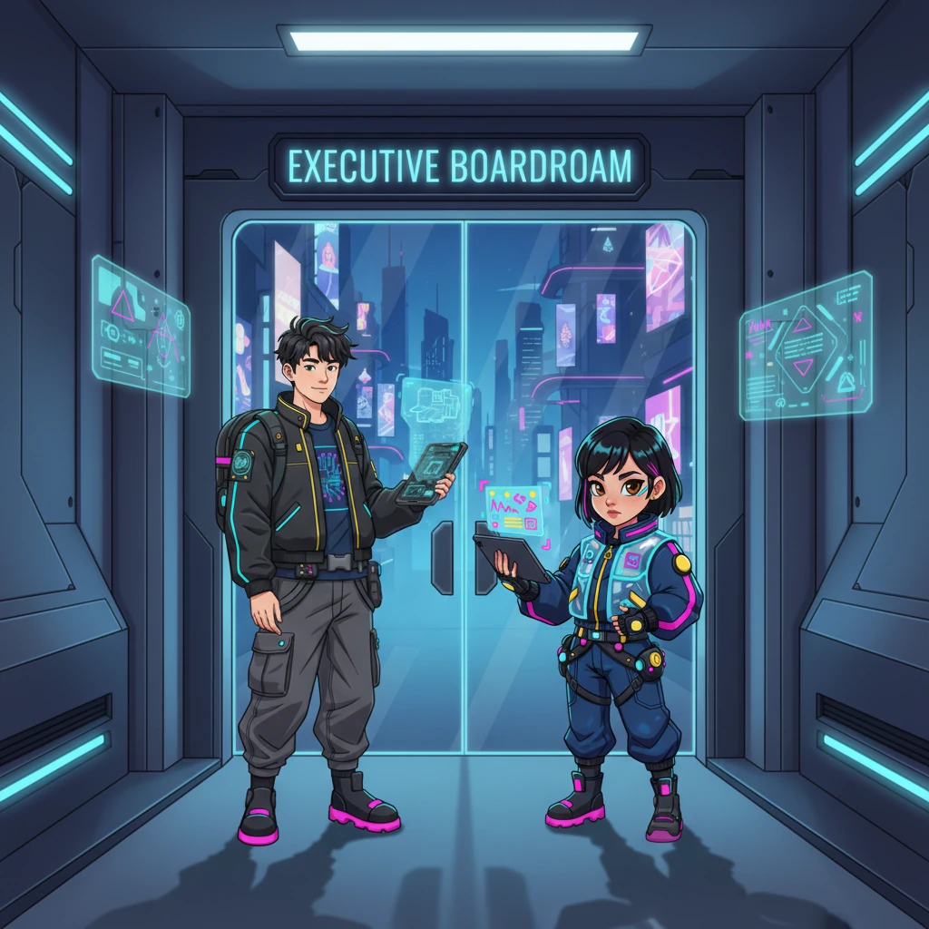 다음 날 아침, 임원 회의실 앞에서 민준은 지아를 발견한다. 그는 짧고 거의 알아차리기 힘든 고개를 끄덕이며 입가에 희미한 미소를 띠운다. '고생했어요.' 그의 말이 무균의 금속 복도에 울려 퍼지며, 그들의 공유했지만 엇갈린 밤샘 작업을 조용히 인정하는 듯하다.