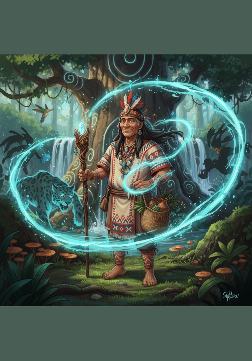 The dark magic reaches a chaotic climax as the jungle vines turn into giant, sentient licorice whips. They begin to perform a synchronized tango around the cauldron, knocking over jars of sacred herbs and occult trinkets.