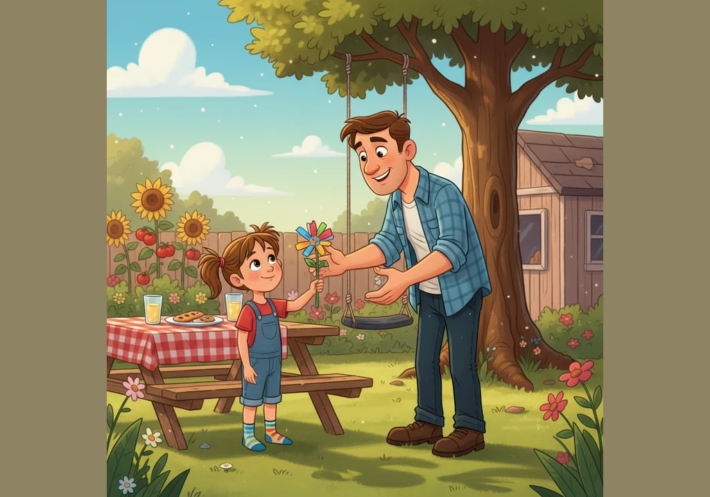 With a determined look, Lily climbed onto the seat while her father held the back of the bike for support. She began to pedal, her legs pumping with e