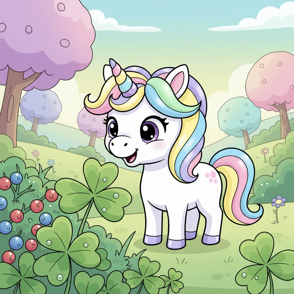 After his playful morning, Starlight's tummy began to rumble with a gentle grumble. He sniffed the air, wondering what tasty treats the magical park might offer for a hungry unicorn. Perhaps a patch of sweet clover or a dew-kissed berry bush.