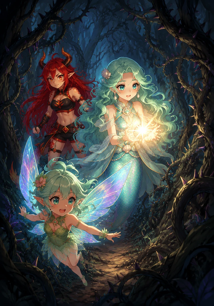 Deep within the Whispering Woods, Flora the fairy fluttered her iridescent wings to guide the group through the thick brambles. Celeste used her pure light to illuminate the dark path, proving that even the smallest spark can lead the way through the unknown.