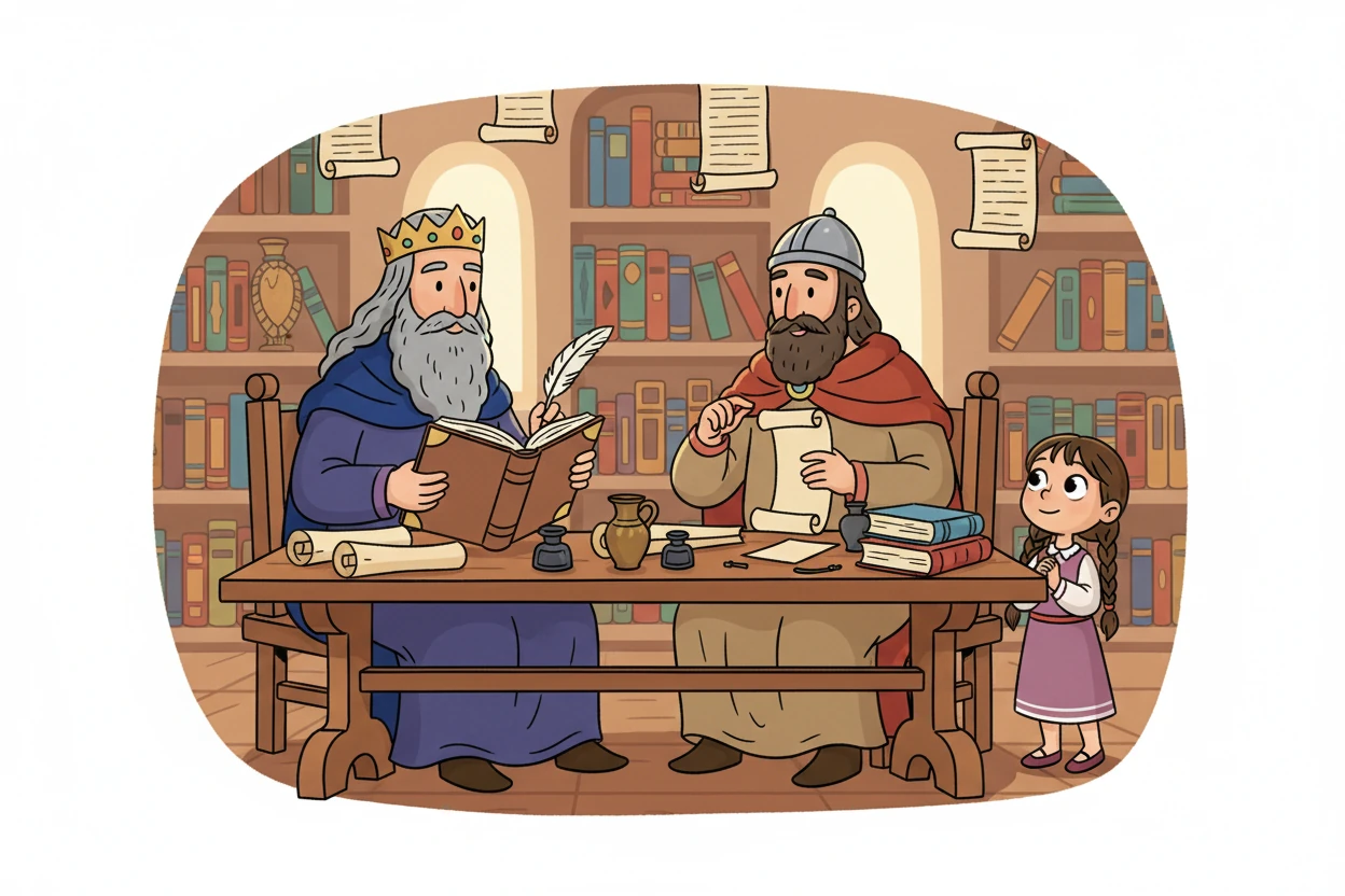 Братята Кирил и Методий създали славянската азбука – кирилицата. Бояна била впечатлена от тяхното дело, което помогнало на славянските народи да имат своя писменост. Тя си представила как те превеждат книги.